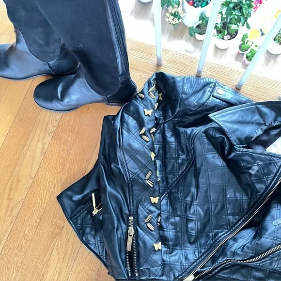 Disney Black Leather XL Jacket With Boots 8 - Picture 4 of 6